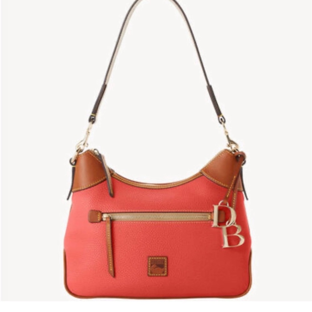 Dooney & Bourke Pebble Leather Hobo Shaped Handbag NEW Geranium Color